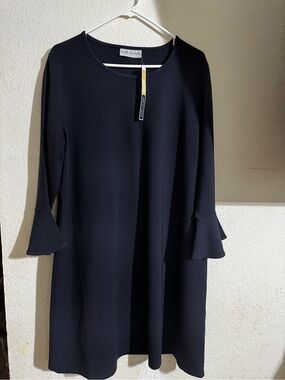 Estee Lauder micheal kors Navy Long-Sleeve Bell Cuff Shift Dress